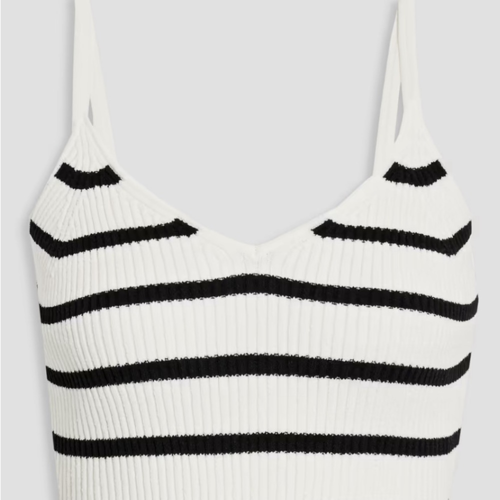 Frame cropped striped ribbed-knit top, size XS.